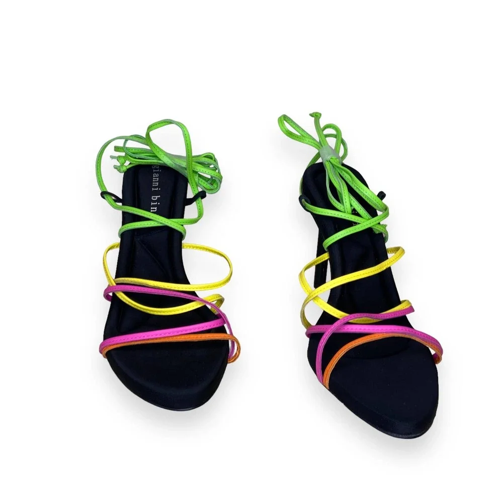 Gianni Bini Suttin Multicolor Leather Wrap-Up Sandals - Picture 5 of 10